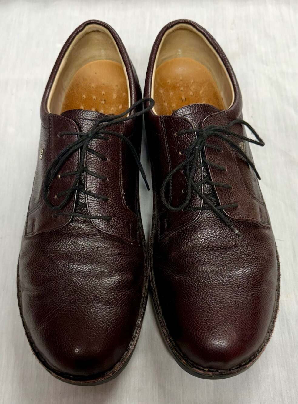 Finn Comfort Germany Men's Brown Pebble Grain Leather Lace-Up Comfort Oxford Sho